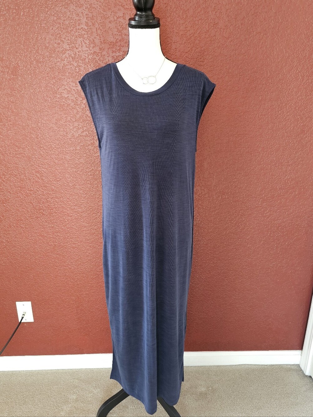 Sleeveless Navy Maxi  Dress - Classic Women's Dress